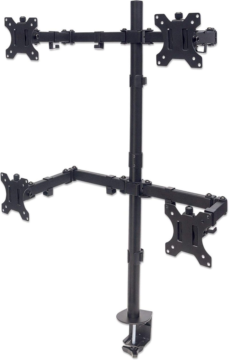 Manhattan 461566 Desk Mount with Monitor Arm for Four Displays from 13 Inch to 32 Inch and up to 8 kg Dual Swivel Black - Image 1