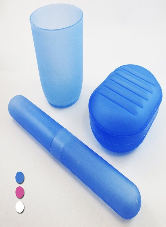 ATB 3Pc Bathroom Containers Travel Set Cup Soap Dish Toothbrush Organizer Portable - Image 2