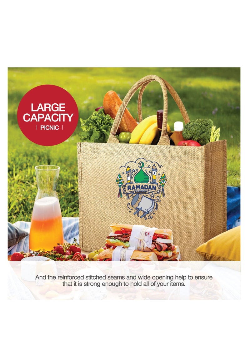 PRINTSHOP4ME Ramadan Mubarak Jute Tote Bags - Eco-Friendly Jute Grocery and Shopping Bags - Perfect for Shopping and Groceries Tote Bags - Gift for Ramadan - Ramadan Kareem Themed Jute Bag  - Image 4
