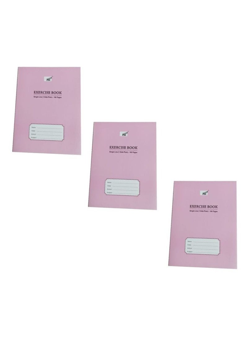 Psi 3-Piece Single Line Exercise Notebook With One Side Plain 100 Pages  - Image 2