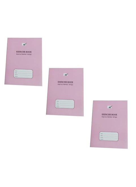 3-Piece Single Line Exercise Notebook With One Side Plain 100 Pages