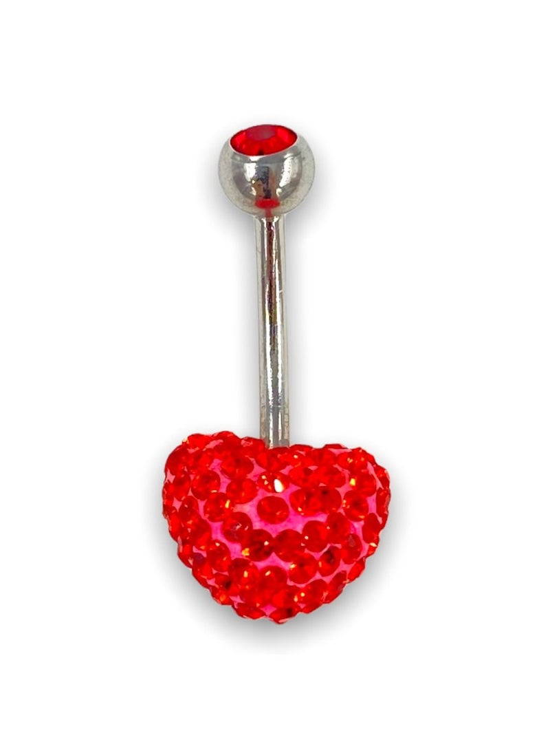 إكس 8 بودي هاردوير خاتم سرة لامع على شكل قلب أحمر من الفولاذ المقاوم للصدأ 316L - Image 1