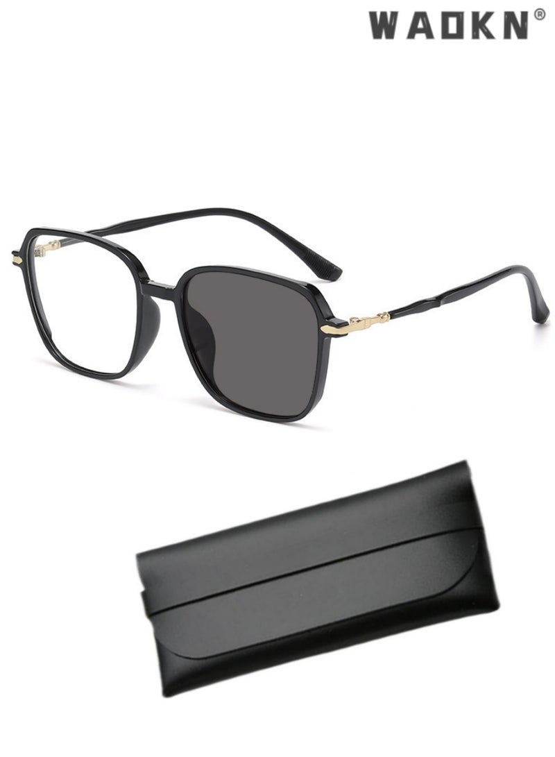 WAOKN Women's Blue Light Blocking Sunglasses Anti UV and Glare Blue Light Filter Computer Glasses Square Color Changing Anti Eyestrain Headache Eyewear Ladies Sun Glasses Eyewear Black - Image 1