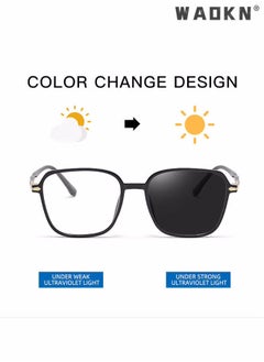 WAOKN Women's Blue Light Blocking Sunglasses Anti UV and Glare Blue Light Filter Computer Glasses Square Color Changing Anti Eyestrain Headache Eyewear Ladies Sun Glasses Eyewear Black  - Image 4