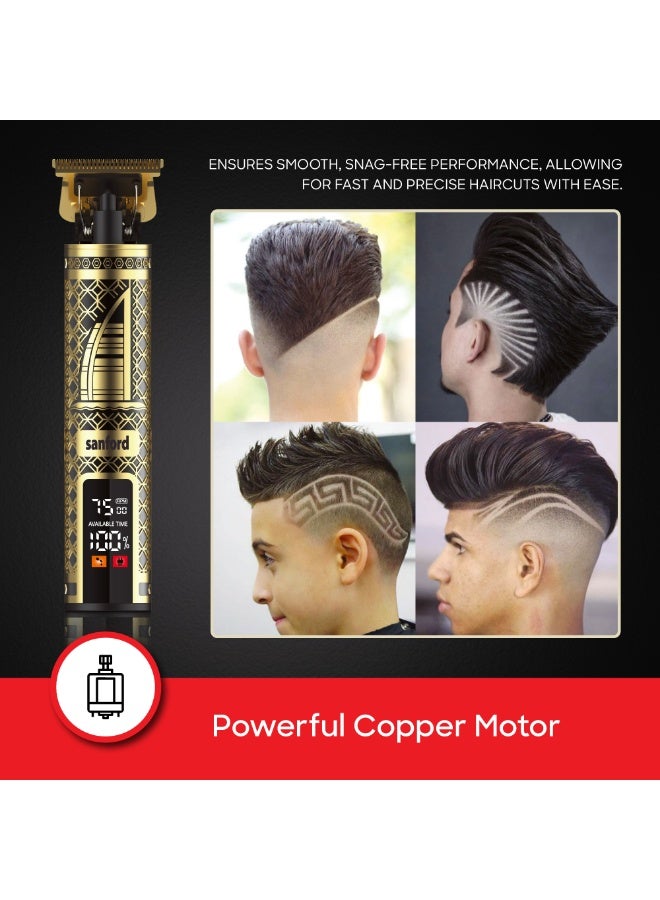 Sanford Professional Hair Clipper, T-Blade, Zero Size Cut, 1200mAh Li-ion Battery, Digital Display, Copper Motor, Beard, Hair Designing, Alloy Material, Rechargeable - Image 5
