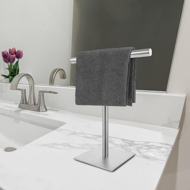 Garneck Stainless Steel Hand Towel Stand Vertical Towel Organizer with Brushed Finish for Vanity Storage - Image 5