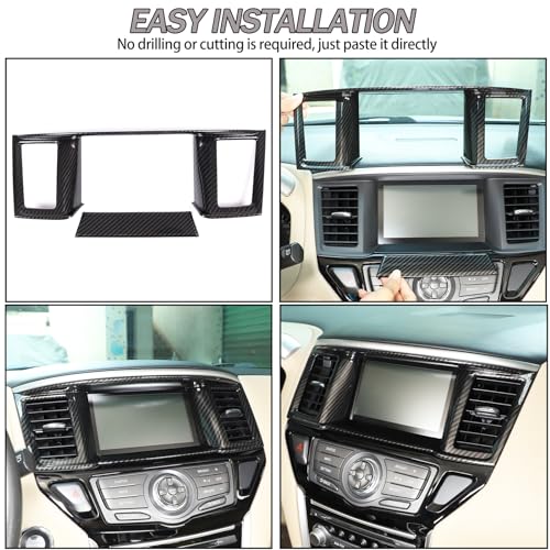 Lcojicep Navigation Panel Frame Air Outlet AC Vent Cover Trim Compatible with Nissan Pathfinder 2003-2020, Central Navigation Screen Panel Middle AC Vent Cover Trims Accessories(Carbon Fiber Grain) - Image 5