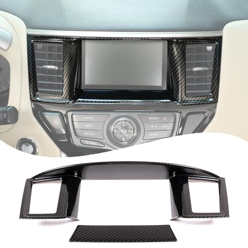 Lcojicep Navigation Panel Frame Air Outlet AC Vent Cover Trim Compatible with Nissan Pathfinder 2003-2020, Central Navigation Screen Panel Middle AC Vent Cover Trims Accessories(Carbon Fiber Grain) - Image 1
