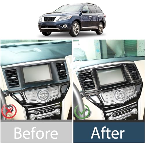 Lcojicep Navigation Panel Frame Air Outlet AC Vent Cover Trim Compatible with Nissan Pathfinder 2003-2020, Central Navigation Screen Panel Middle AC Vent Cover Trims Accessories(Carbon Fiber Grain) - Image 2