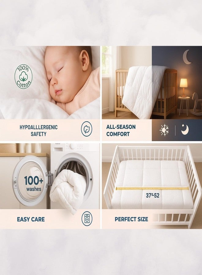CIRCLESHOME Warm Crib Comforter - Soft, Comfortable, and Breatheable 100% Cotton Comforter for Toddlers - 200 Thread Count - Square Shape Quilting Design (37 x 52) - Image 2