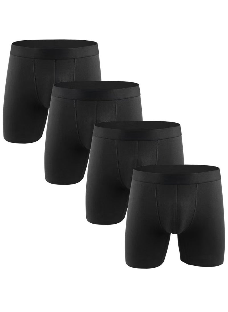 YEHOVRIA Men's 4-Pack Boxer Briefs - Mid-Rise, Anti-Chafing Stretch Cotton, Breathable Athletic Underwear  - Image 1