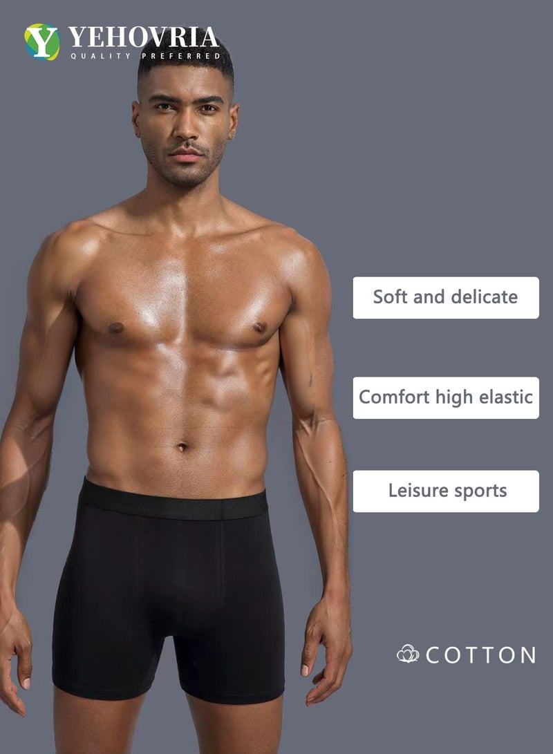 YEHOVRIA Men's 4-Pack Boxer Briefs - Mid-Rise, Anti-Chafing Stretch Cotton, Breathable Athletic Underwear  - Image 2