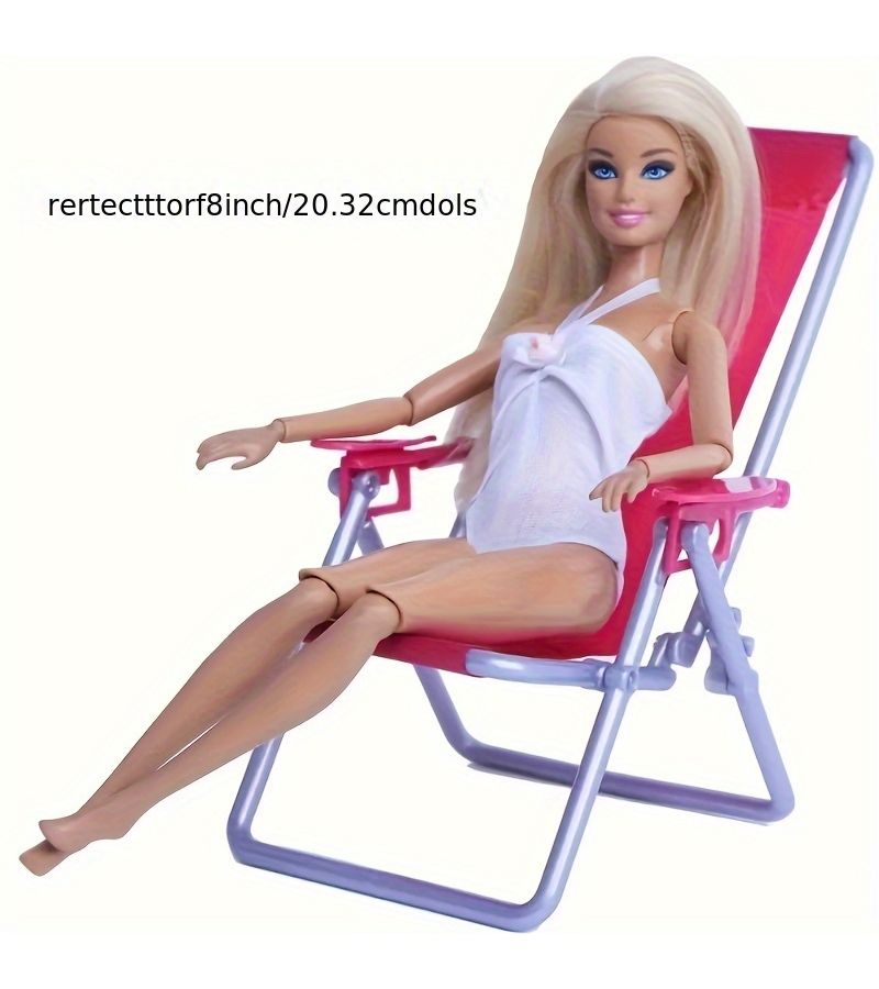 Foldable Beach Chair For 11 81inch Doll Dollhouse Furniture Decoration 1pc - Image 1