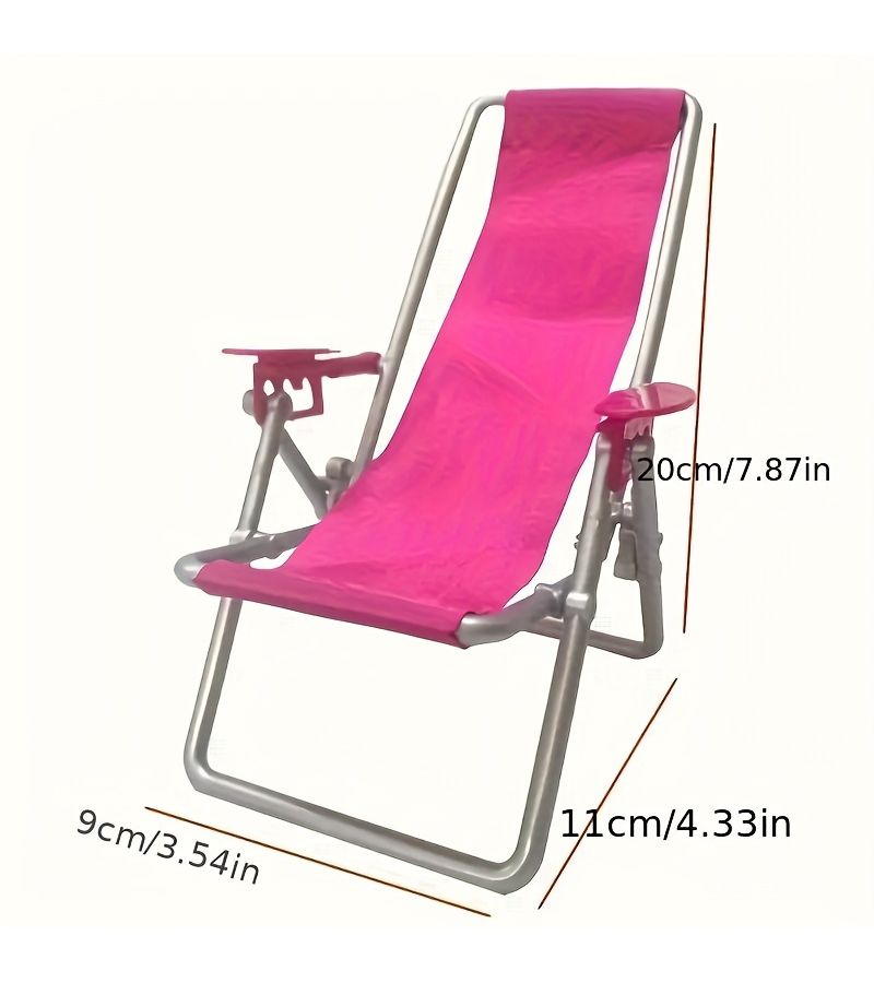 Foldable Beach Chair For 11 81inch Doll Dollhouse Furniture Decoration 1pc - Image 2