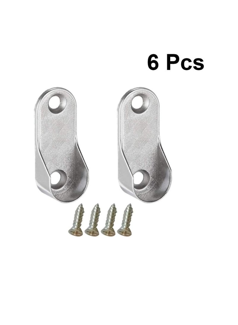 6Pcs Oval Closet Rod End Supports Furniture Hardware Accessories Wardrobe Tube Bracket Clothes Hanging Rod Holder (2Pcs Support and 4Pcs Screws)  - Image 3