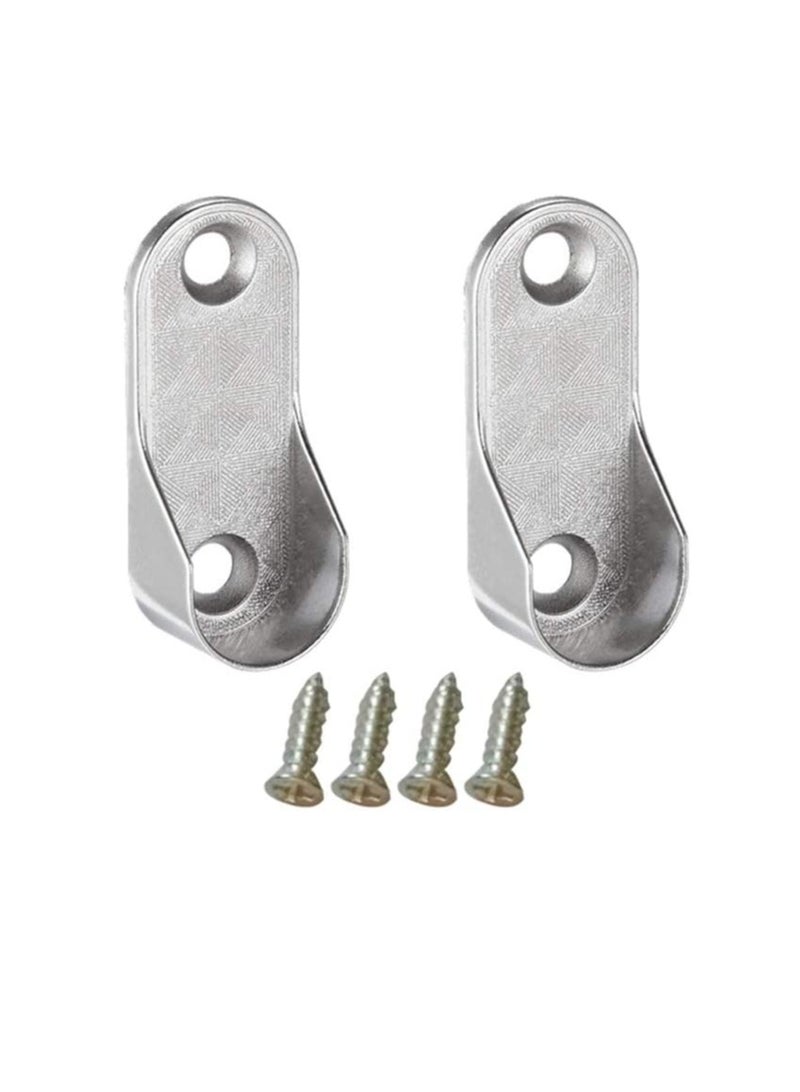 6Pcs Oval Closet Rod End Supports Furniture Hardware Accessories Wardrobe Tube Bracket Clothes Hanging Rod Holder (2Pcs Support and 4Pcs Screws)  - Image 1