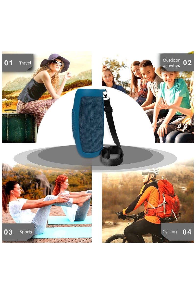 Silicone Case Cover for JBL Charge 5 Speaker Travel Protective Carrying Gel Soft Skin Waterproof Rubber Pouch with Shoulder Strap(Blue) - Image 5