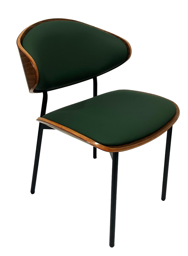 ميبل لديكور المنزل Maple Home Dining Chair Leather Wooden Frame Backrest  Black Metal Legs Modern Kitchen Lounge Living Accent Restaurant Furniture  - Image 1