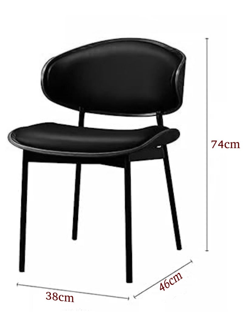 ميبل لديكور المنزل Maple Home Dining Chair Leather Wooden Frame Backrest  Black Metal Legs Modern Kitchen Lounge Living Accent Restaurant Furniture  - Image 5