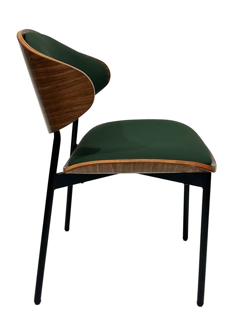ميبل لديكور المنزل Maple Home Dining Chair Leather Wooden Frame Backrest  Black Metal Legs Modern Kitchen Lounge Living Accent Restaurant Furniture  - Image 2