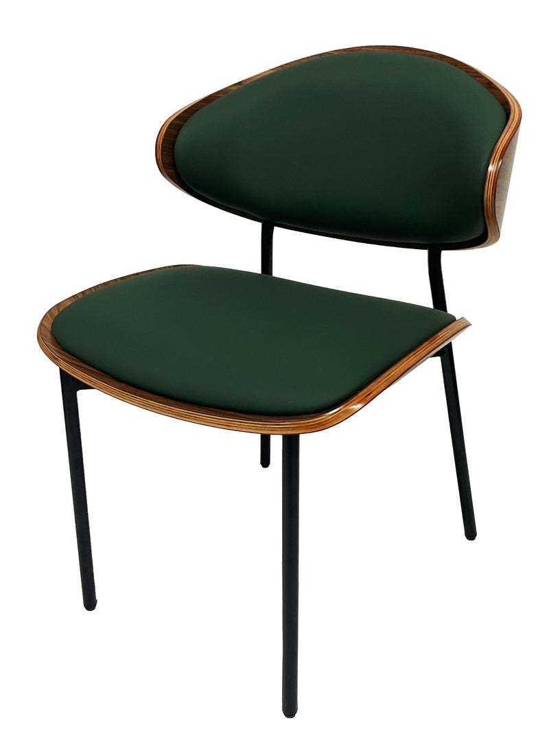 ميبل لديكور المنزل Maple Home Dining Chair Leather Wooden Frame Backrest  Black Metal Legs Modern Kitchen Lounge Living Accent Restaurant Furniture  - Image 3