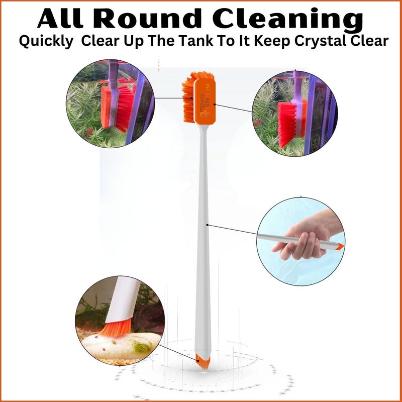 VAYINATO ® QANVEE MK-3 (30cm) Double-Sided Aquarium Fish Tank Cleaning Brush Algae Removal Cleaners Tool, Deep Cleaning Non Scratch Aquarium Brushes for Cleaning Glass by Petzlifeworld - Image 3