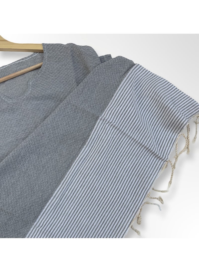 Ocean Breeze Cover-Ups Honeycomb Poncho Grey - Image 2