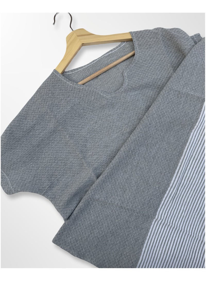 Ocean Breeze Cover-Ups Honeycomb Poncho Grey - Image 3