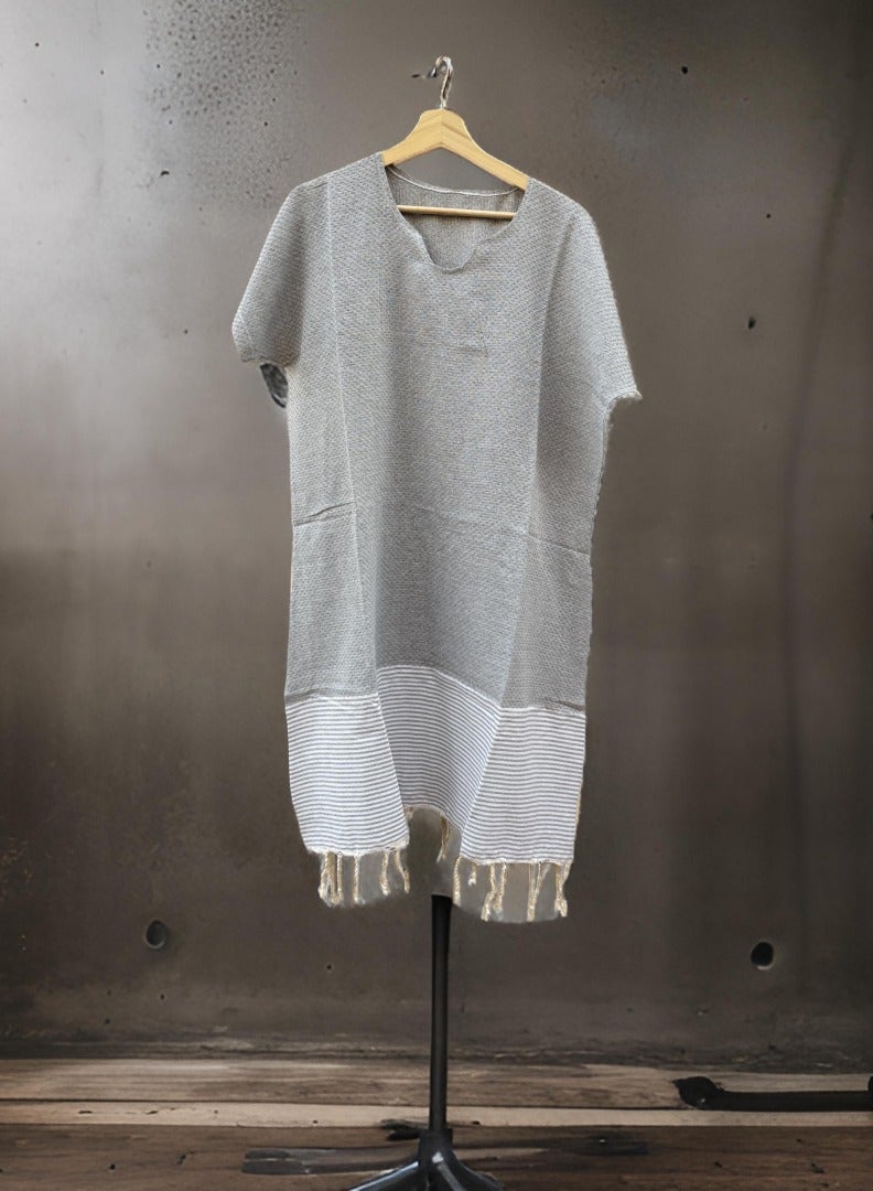 Ocean Breeze Cover-Ups Honeycomb Poncho Grey - Image 4
