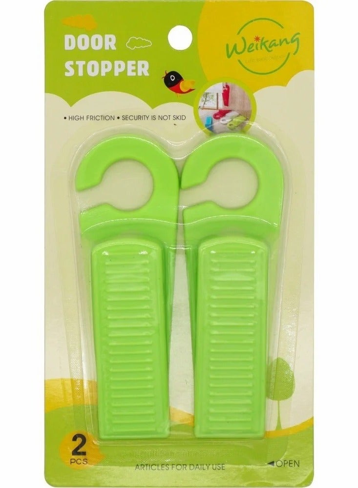 Floor Door Stopper – Set of 2 – Green – Anti-Slip & Shock Absorption  - Image 1