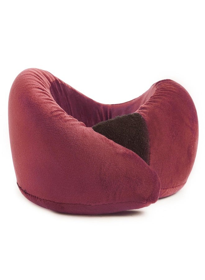 EOXO Travel Neck Pillow | Premium Memory Foam Neck Pillow for Flight Travel, Car Sleeping | Adjustable Head Rest, Neck Rest Travelling Pillow for Sleeping Head Support (Wine, Pack of 1) - Image 1