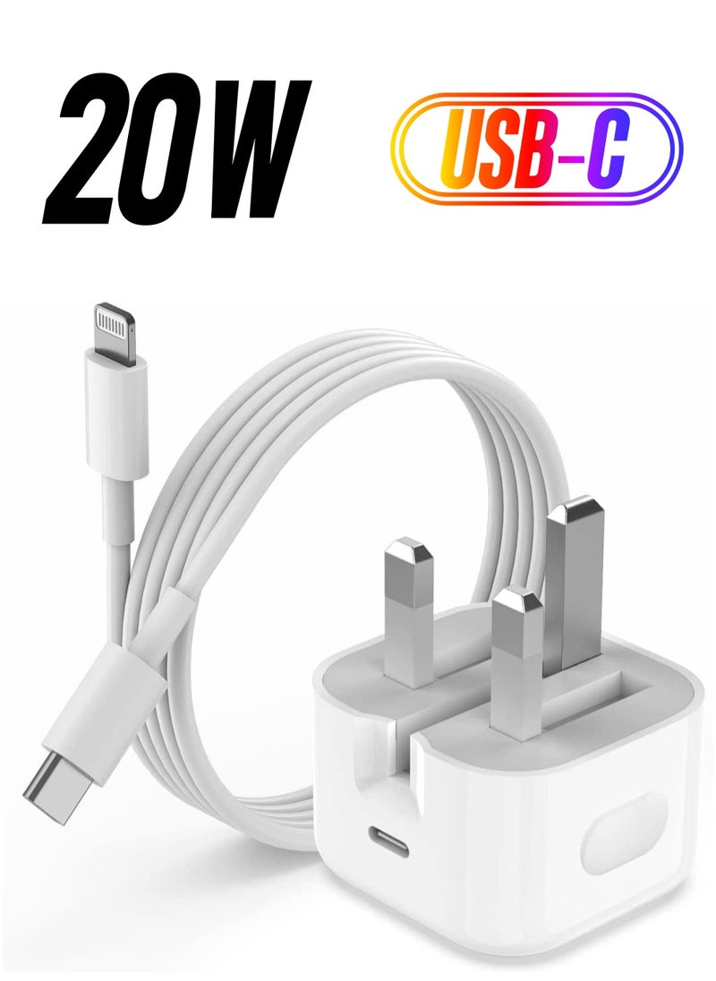 ELTRAZONE - 20W USB C Fast Charger for iPhone 14/14 Plus/14 Pro/14 Pro Max/13 12 11 X XR XS SE 2020 8 7 6 6S Mini, Pad Pro, Type C PD Wall Charging Plug UK Type C Power Adapter and 5FT Cord - Image 1