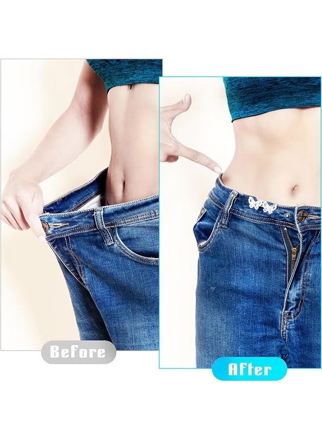 4 Pcs Butterfly No-Sew Jeans Waist Button, Adjustable Jean Button Pin, Detachable Waist Body Fit Tighten Buckles Fastening Tools (Silver) - Image 4
