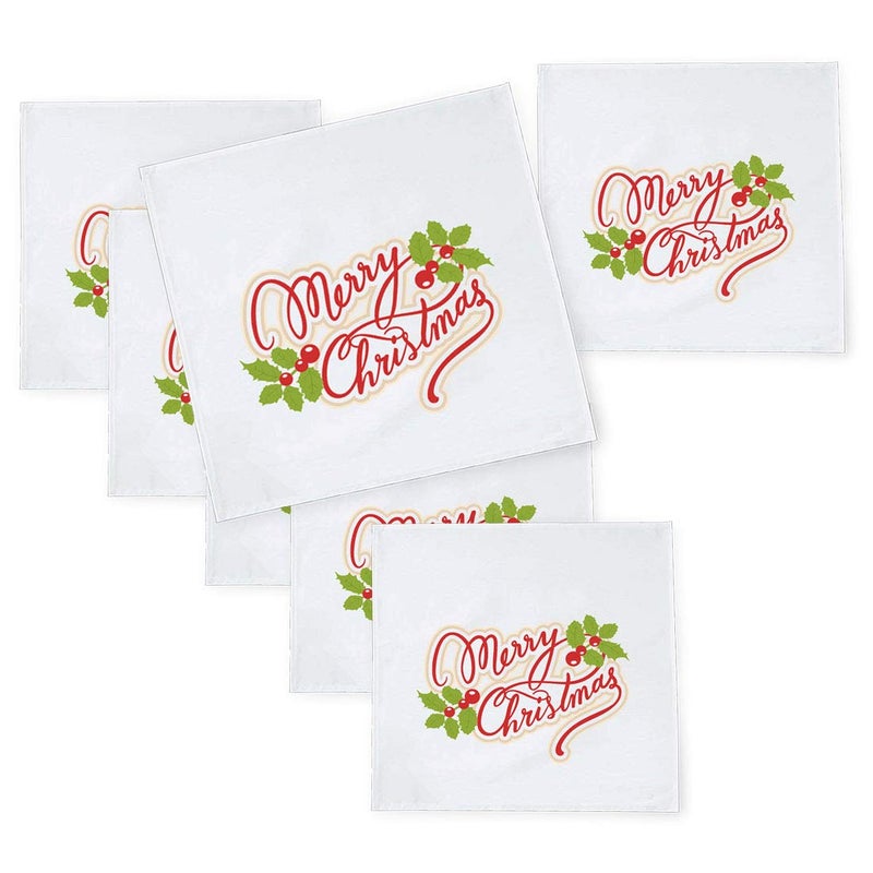 Khakee 6 Pcs Christmas Theme Tafta Silk Table Napkins 10x 10 for Xmas Decoration Christmas OrnamentsChristmas Gift npxmas282P - Image 1