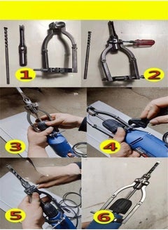 Generic Square Hole Drill Fixed Bracket Hand Drill Tenon Bracket Woodworking Bench Drill Frame Square Hole Drill Bit Adapter Mortising Attachment for Drill Press Mortise Machine Power Tool Accessory for Drill  - Image 5