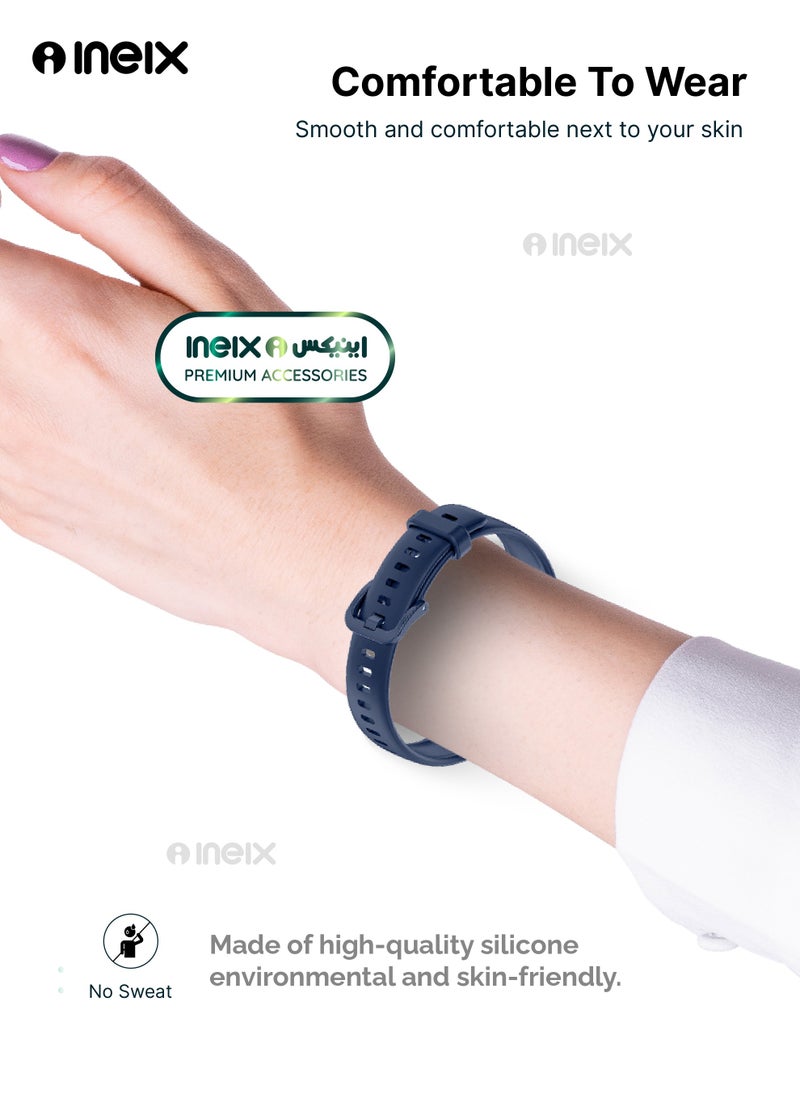 INEIX Soft Silicone Replacement Strap For Huawei Band 8-Dark Blue  - Image 3