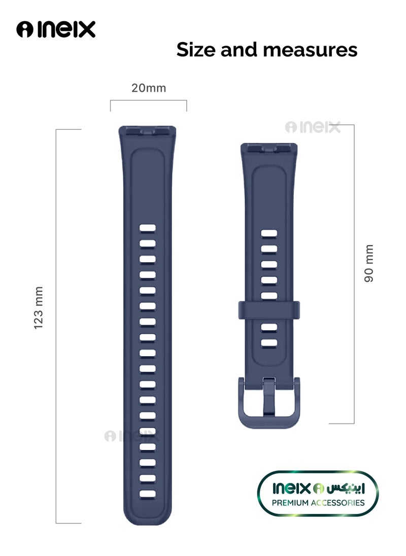INEIX Soft Silicone Replacement Strap For Huawei Band 8-Dark Blue  - Image 5