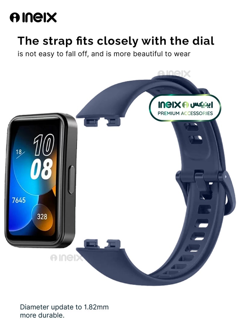 INEIX Soft Silicone Replacement Strap For Huawei Band 8-Dark Blue  - Image 4