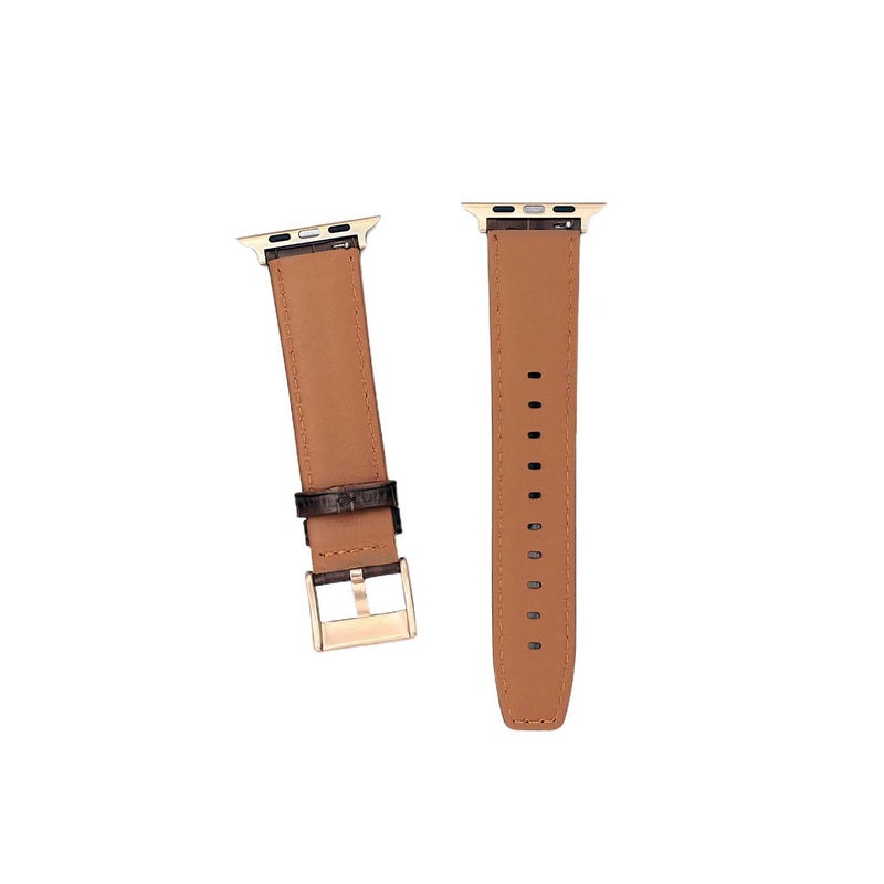 AD Blue Classic Leather Strap Smartwatch Band Compatible with Apple Watch / SE with Adjustable Fit Replacement Strap for Daily Wear - Image 5