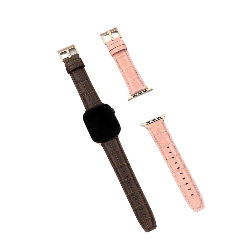 AD Blue Classic Leather Strap Smartwatch Band Compatible with Apple Watch / SE with Adjustable Fit Replacement Strap for Daily Wear - Image 4
