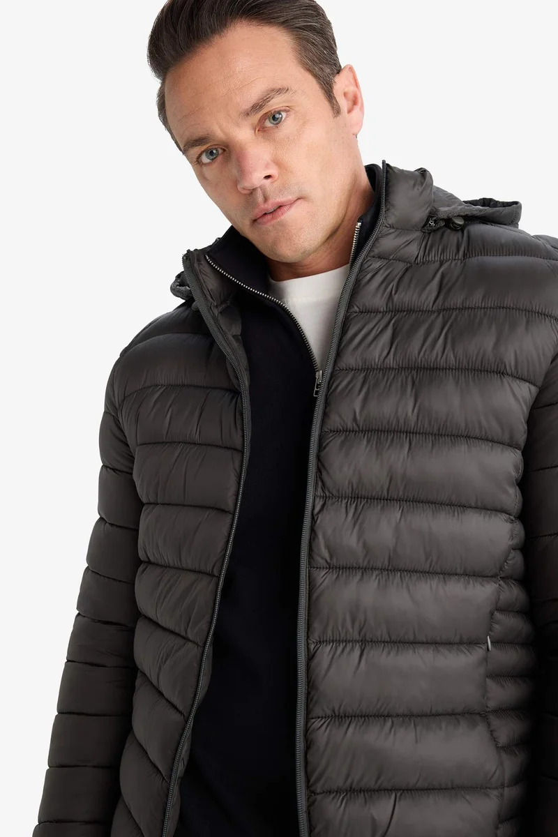 Defacto  Slim Fit Hooded Zippered Waterproof Puffer Jacket  | Best Price UAE