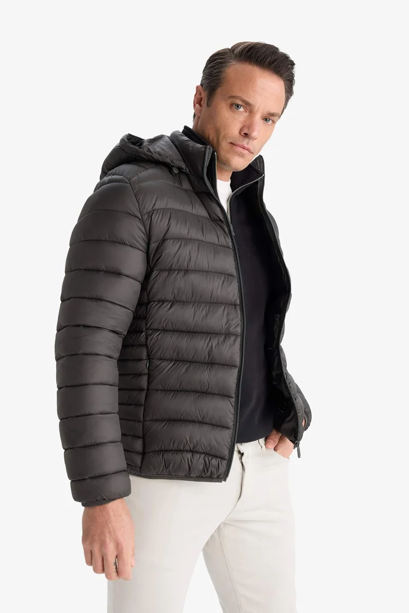 Defacto  Slim Fit Hooded Zippered Waterproof Puffer Jacket  | Best Price UAE