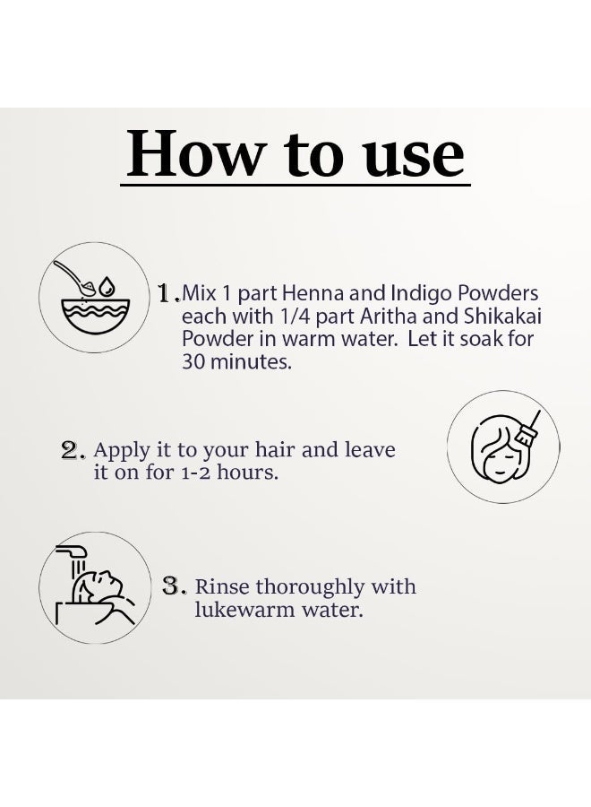 minature Combo of Henna, Indigo, Shikakai, & Aritha Powders for Smooth & Shiny Hair Color dye| Pure Organic Powders for Natural for Frizzy Damaged Hair Growth |Hand & Hair Mehndi -227 * 4gm - Image 2