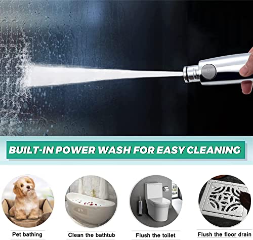 bellearly Shower Head, High Pressure 10" Square Rain Shower Head with 3 Settings Handheld Spray Combo, 78" Extra Long Shower Hose, 3-Way Diverter, Height/Angle Adjustable Extension Arm, Chrome, BELLEARLY - Image 5