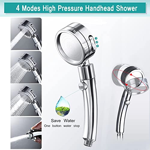 bellearly Shower Head, High Pressure 10" Square Rain Shower Head with 3 Settings Handheld Spray Combo, 78" Extra Long Shower Hose, 3-Way Diverter, Height/Angle Adjustable Extension Arm, Chrome, BELLEARLY - Image 2