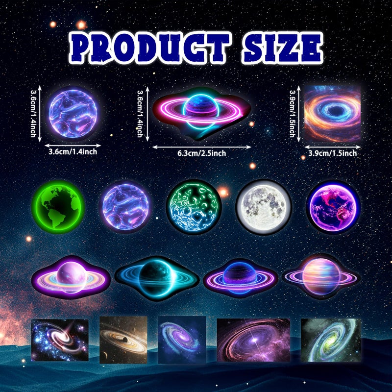 Robmoda Neon Planets Water Bottle Stickers for Kids, 70 PCS Vinyl Space Waterproof Decals for Laptop Phone Case, Solar System Decor for Adults Kids Girls Boys - Image 2