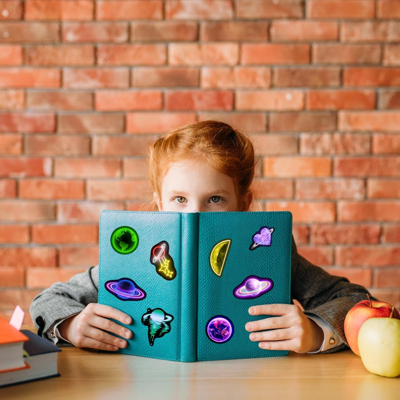 Robmoda Neon Planets Water Bottle Stickers for Kids, 70 PCS Vinyl Space Waterproof Decals for Laptop Phone Case, Solar System Decor for Adults Kids Girls Boys - Image 4