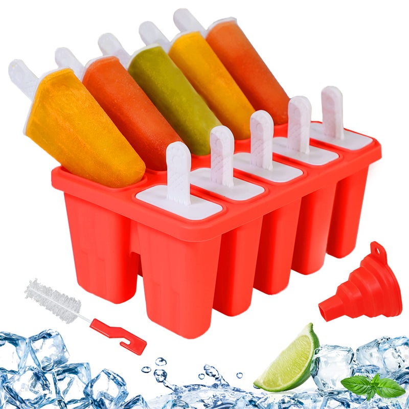 Choicy Silicone Popsicle Molds 10-cavity, DIY Ice Pop Mold for Kids Adult Teens, BPA Free Ice Cream Molds for Party Yogurt Juice Smoothies Sticks - Image 1