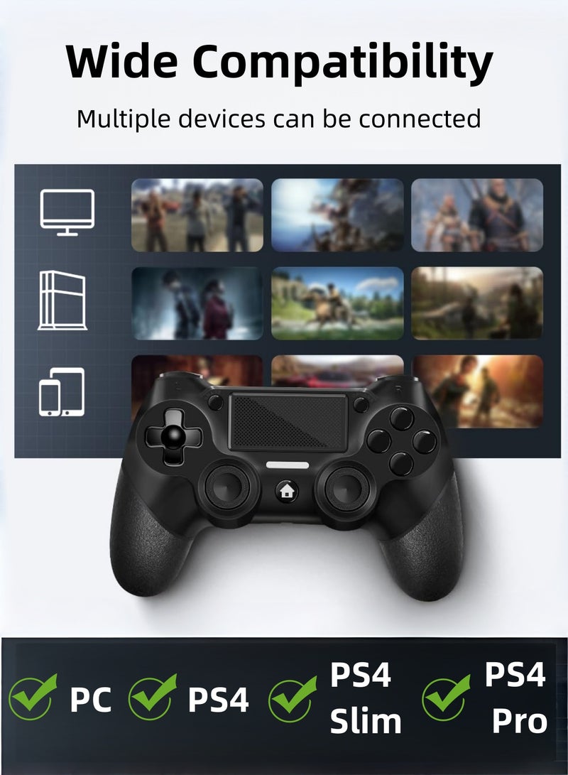 كول رابي وحدة تحكم ألعاب لاسلكية لجهاز بلاي ستيشن 4، متوافقة مع PS4/Pro/Slim/PC، مزودة بمقبض مانع للانزلاق من الجانبين وكابل USB-C، لون أسود - Image 3