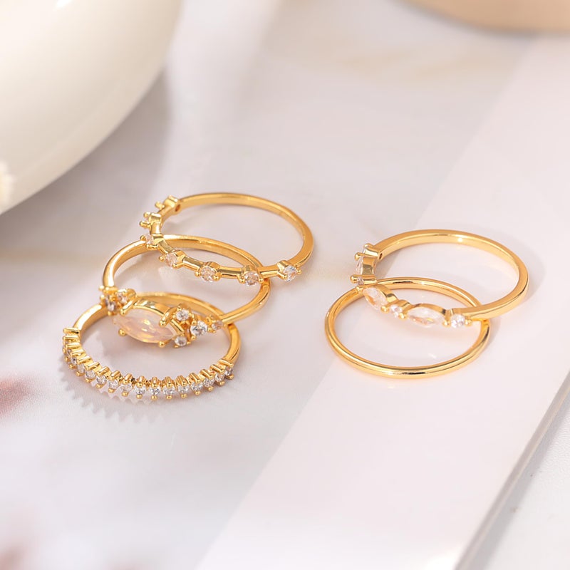 Honsny Stackable Gold Rings for Women Set Dainty 18K Gold Plated Cubic Zirconia Thumb Rings Thin Eternity Engagement Rings - Image 5